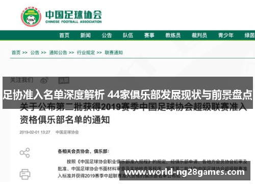 足协准入名单深度解析 44家俱乐部发展现状与前景盘点