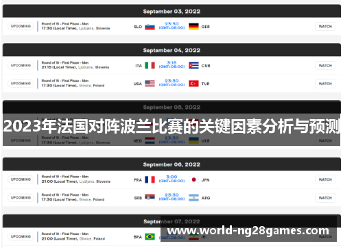 2023年法国对阵波兰比赛的关键因素分析与预测 2023年法国对阵波兰比赛的关键因素分析与预测